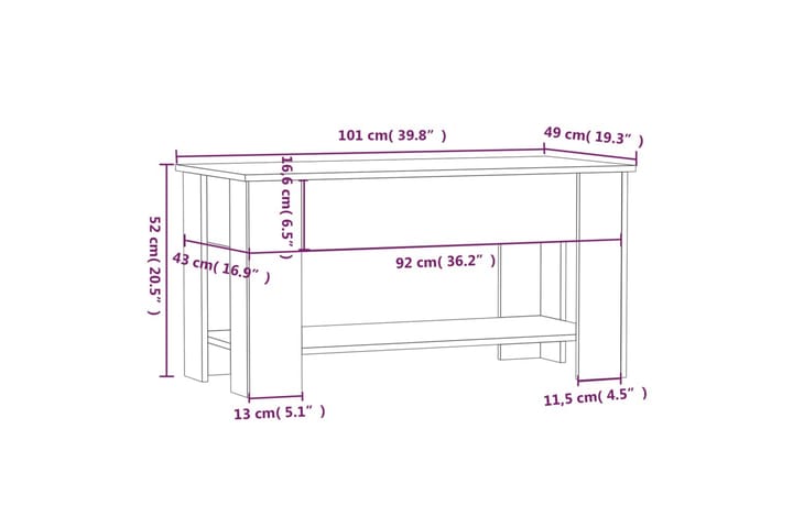 Sohvapöytä betoninharmaa 101x49x52 cm tekninen puu - Harmaa - Sohvapöytä