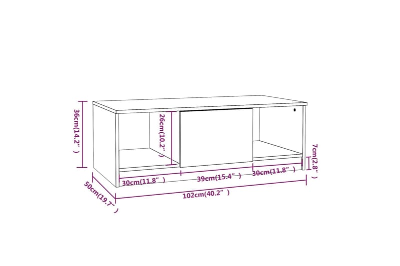 Sohvapöytä betoninharmaa 102x50x36 cm tekninen puu - Harmaa - Huonekalut - Pöytä & ruokailuryhmä - Sohvapöytä