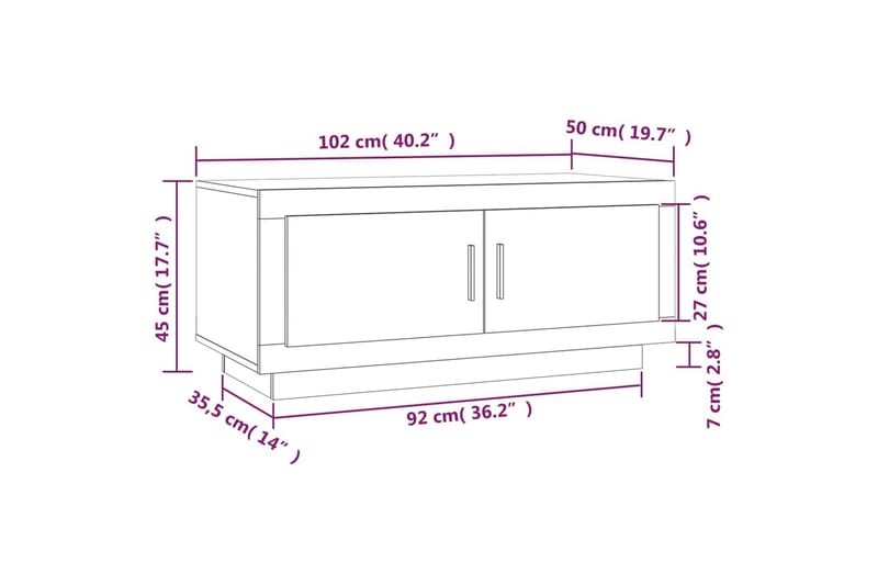 Sohvapöytä betoninharmaa 102x50x45 cm tekninen puu - Harmaa - Sohvapöytä