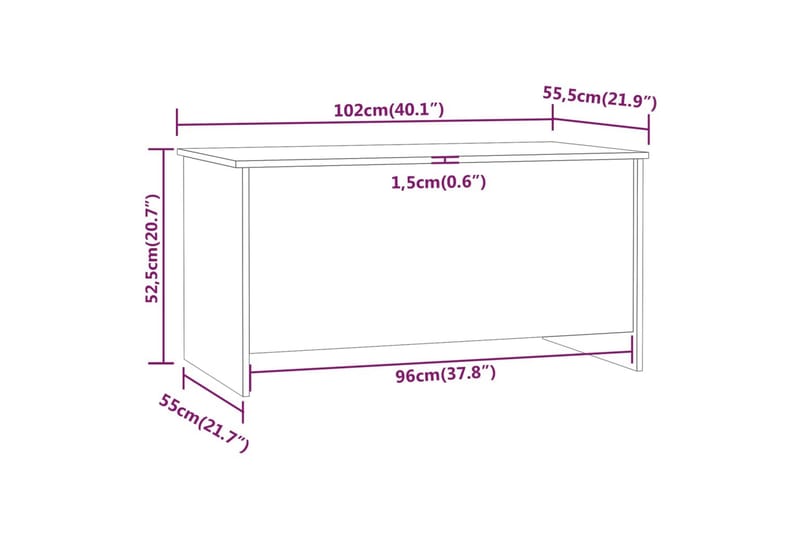 Sohvapöytä betoninharmaa 102x55,5x52,5 cm tekninen puu - Harmaa - Sohvapöytä