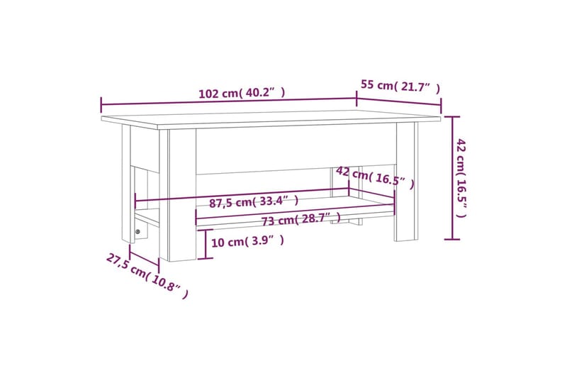 Sohvapöytä betoninharmaa 102x55x42 cm lastulevy - Harmaa - Huonekalut - Pöytä & ruokailuryhmä - Sohvapöytä
