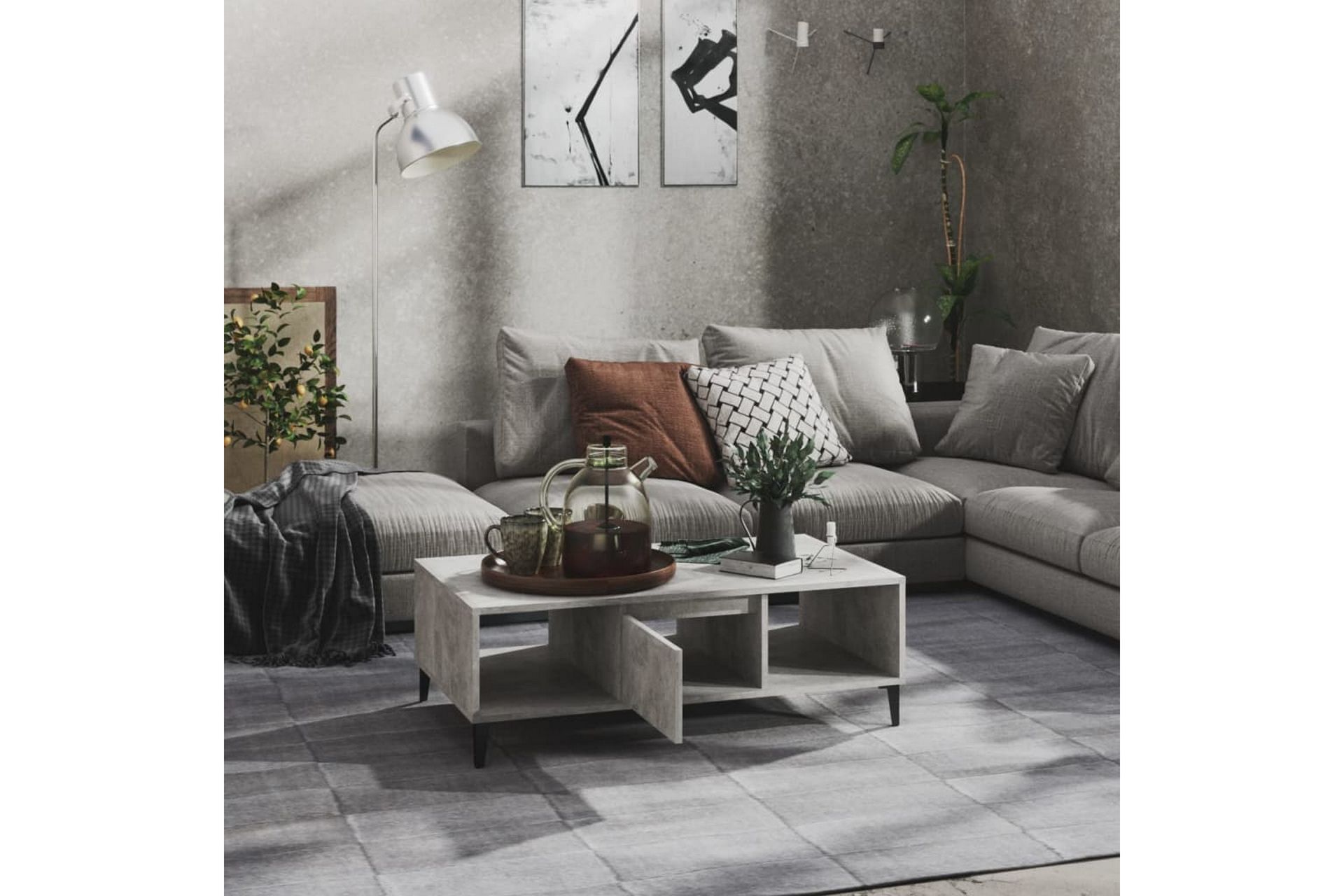 Sohvapöytä betoninharmaa 103,5x60x35 cm lastulevy - Harmaa - Huonekalut - Pöytä & ruokailuryhmä - Sohvapöytä