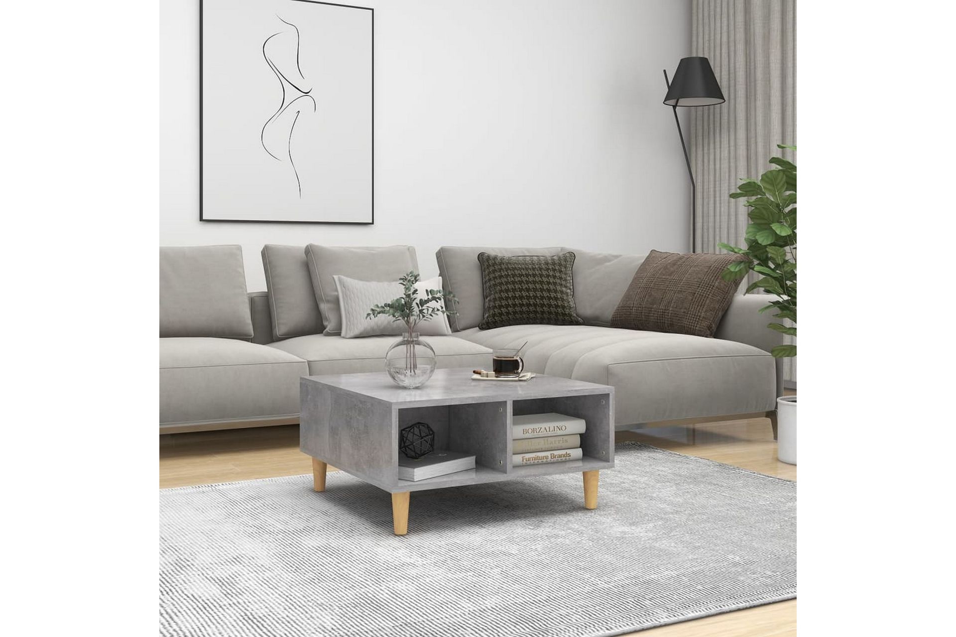 Sohvapöytä betoninharmaa 60x60x30 cm lastulevy - Harmaa - Huonekalut - Pöytä & ruokailuryhmä - Sohvapöytä