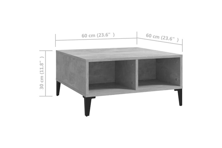 Sohvapöytä betoninharmaa 60x60x30 cm lastulevy - Sohvapöytä