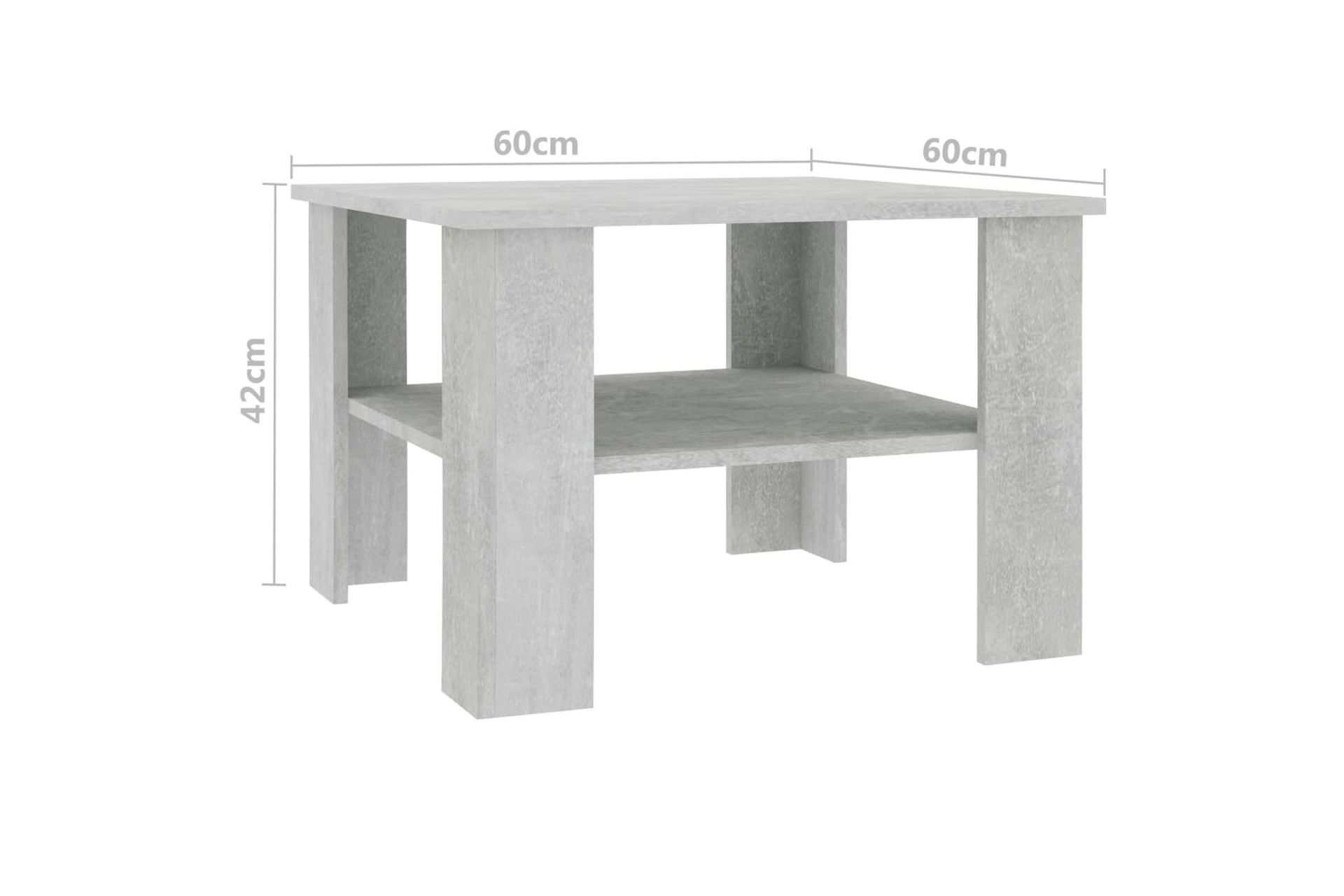 Sohvapöytä betoninharmaa 60x60x42 cm lastulevy - Harmaa - Huonekalut - Pöytä & ruokailuryhmä - Sohvapöytä