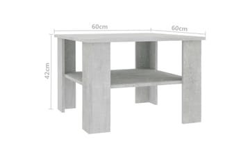 Sohvapöytä betoninharmaa 60x60x42 cm lastulevy - Harmaa - Huonekalut - Pöytä & ruokailuryhmä - Sohvapöytä