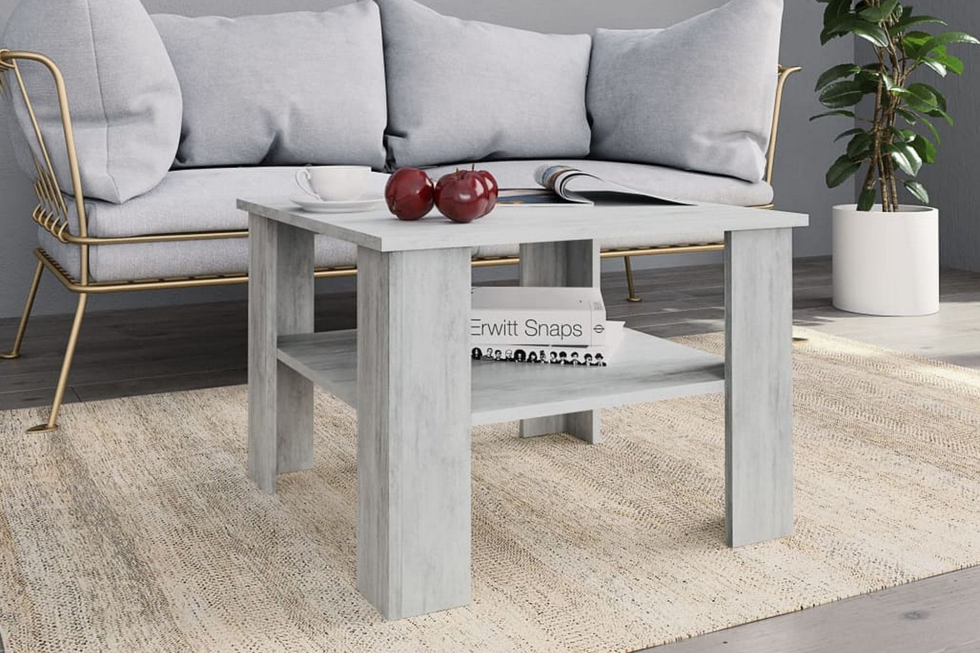 Sohvapöytä betoninharmaa 60x60x42 cm lastulevy - Harmaa - Huonekalut - Pöytä & ruokailuryhmä - Sohvapöytä