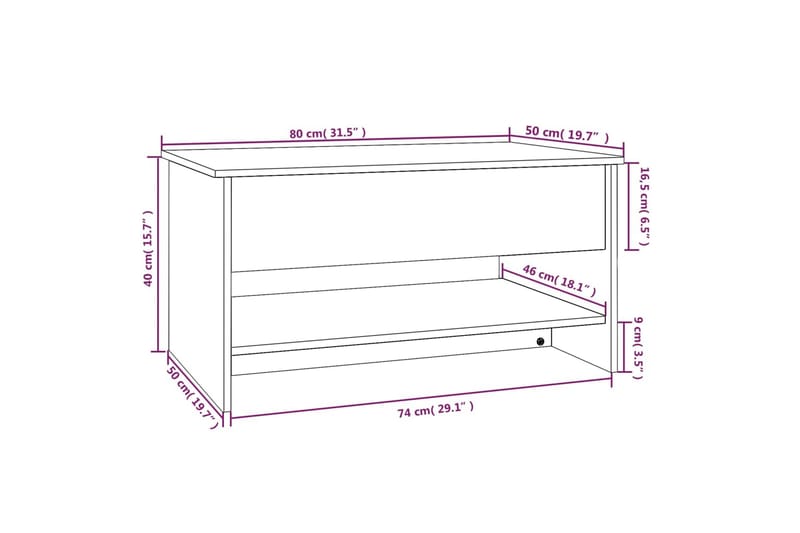 Sohvapöytä betoninharmaa 80x50x40 cm tekninen puu - Harmaa - Huonekalut - Pöytä & ruokailuryhmä - Sohvapöytä