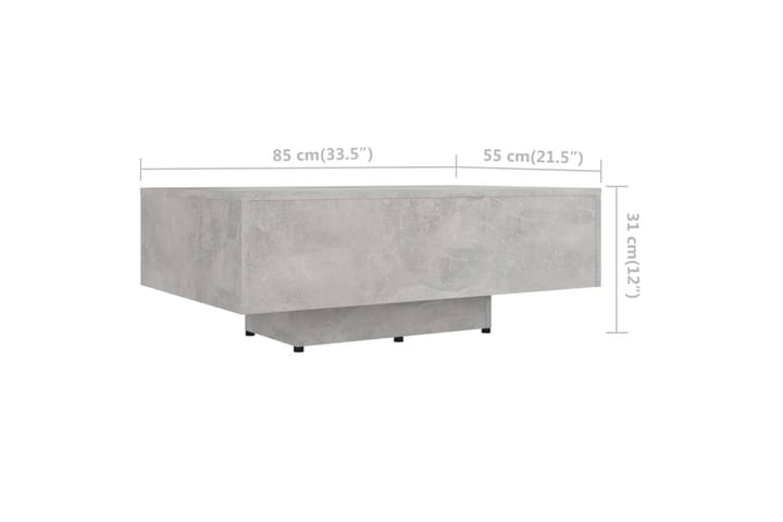Sohvapöytä betoninharmaa 85x55x31 cm lastulevy - Sohvapöytä