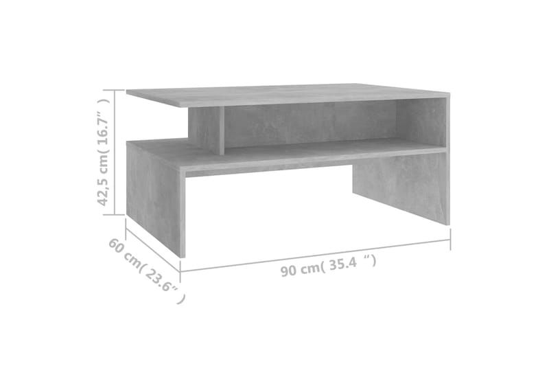 Sohvapöytä betoninharmaa 90x60x42,5 cm lastulevy - Sohvapöytä