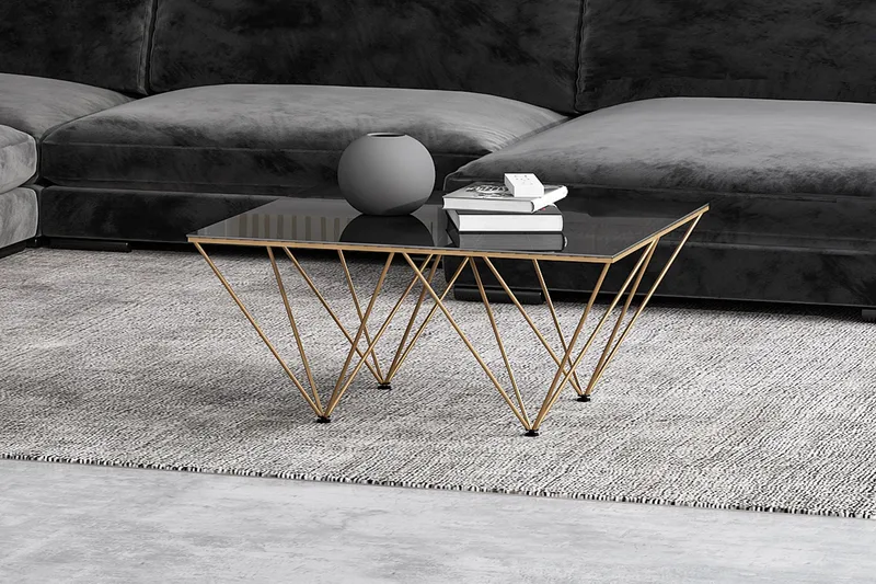 Sohvapöytä Bijou 80 cm - Savunvärinen Lasi/Messinki - Huonekalut - Pöytä & ruokailuryhmä - Sohvapöytä