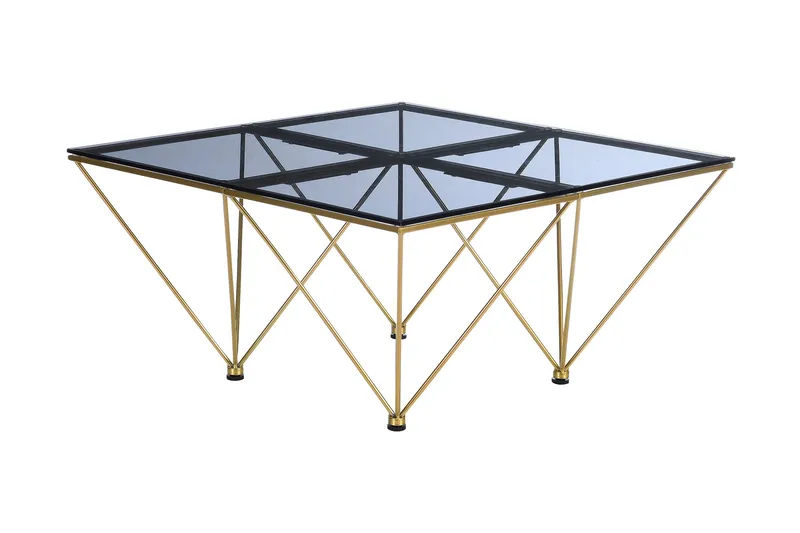 Sohvapöytä Bijou 80 cm - Savunvärinen Lasi/Messinki - Huonekalut - Pöytä & ruokailuryhmä - Sohvapöytä