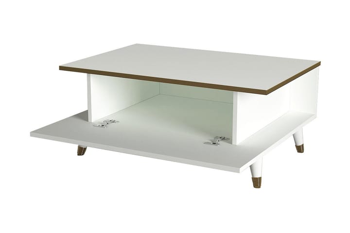 Sohvapöytä Bondsjö 90 cm Säilytyksellä Hyllyt+Ovi - Valkoinen/Keltainen - Sohvapöytä