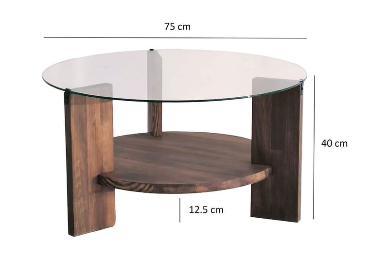 Sohvapöytä Boombar 75x40x75 cm Pyöreä - Ruskea - Sohvapöytä