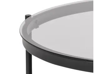 Sohvapöytä Bosell 79 cm Pyöreä Säilytyksellä Hylly - Lasi/Harmaa/Matta Musta - Huonekalut - Pöytä & ruokailuryhmä - Sohvapöytä - Sohvapöytä säilytystilalla