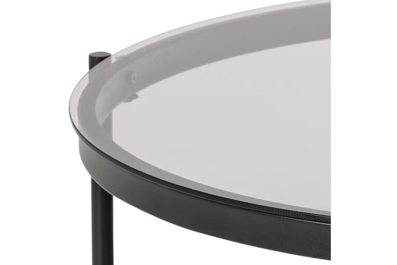 Sohvapöytä Bosell 79 cm Pyöreä Säilytyksellä Hylly - Lasi/Harmaa/Matta Musta - Huonekalut - Pöytä & ruokailuryhmä - Sohvapöytä