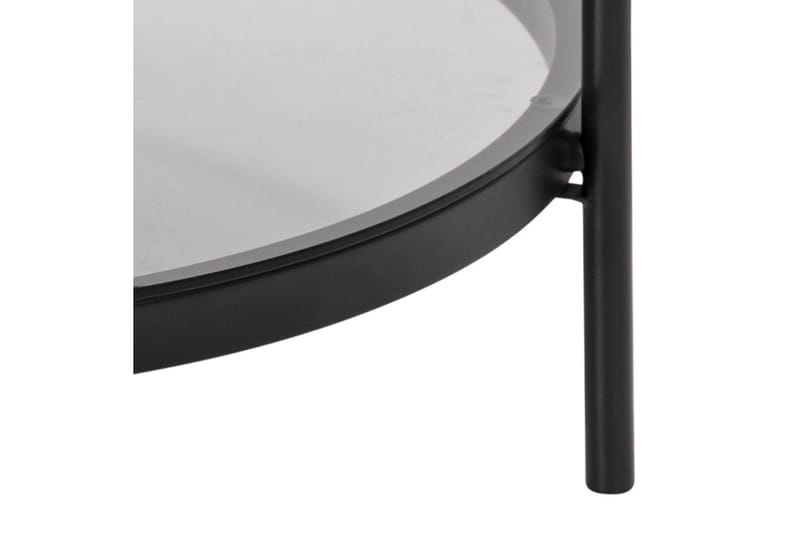 Sohvapöytä Bosell 79 cm Pyöreä Säilytyksellä Hylly - Lasi/Harmaa/Matta Musta - Huonekalut - Pöytä & ruokailuryhmä - Sohvapöytä