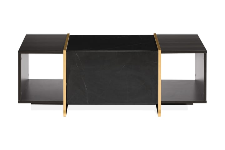 Sohvapöytä Brassington 104 cm Säilytyksellä laatikot+hyllyt - Musta/Kulta - Marmoripöydät - Sohvapöytä