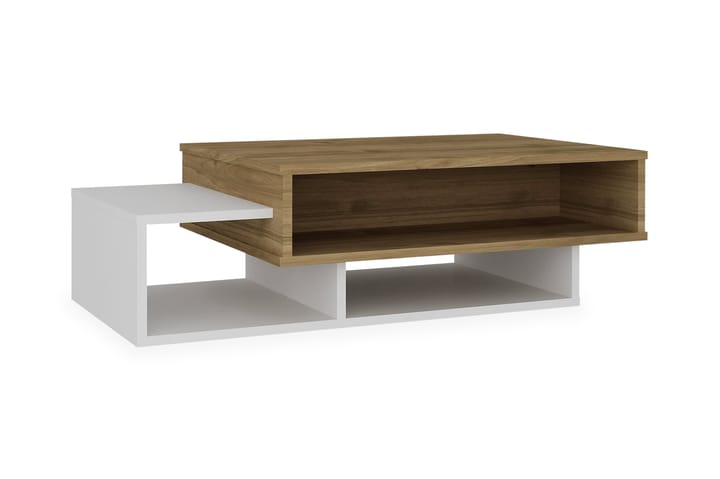 Sohvapöytä Cathi 105 cm Säilytyksellä Hyllyt - Valkoinen/Pähkinänruskea - Sohvapöytä