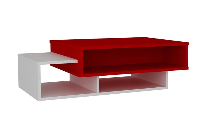 Sohvapöytä Cathi 105 cm Säilytyksellä Hyllyt - Valkoinen/Punainen - Sohvapöytä