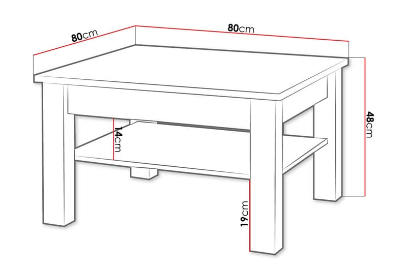 Sohvapöytä Cezac 80 cm Säilytyksellä Hylly - Beige/Harmaa - Huonekalut - Pöytä & ruokailuryhmä - Sohvapöytä