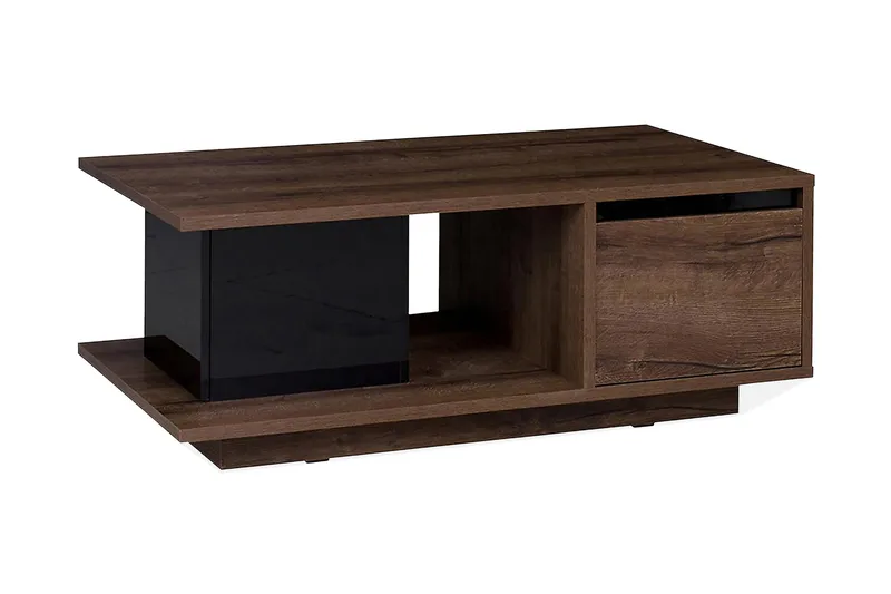 Sohvapöytä Charon 120 cm Säilytyksellä, Pähkinänruskea/Musta