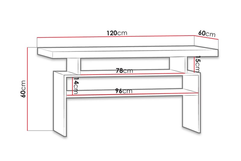 Sohvapöytä Chatard 120 cm Säilytyksellä Hyllyt - Valkoinen - Sohvapöytä