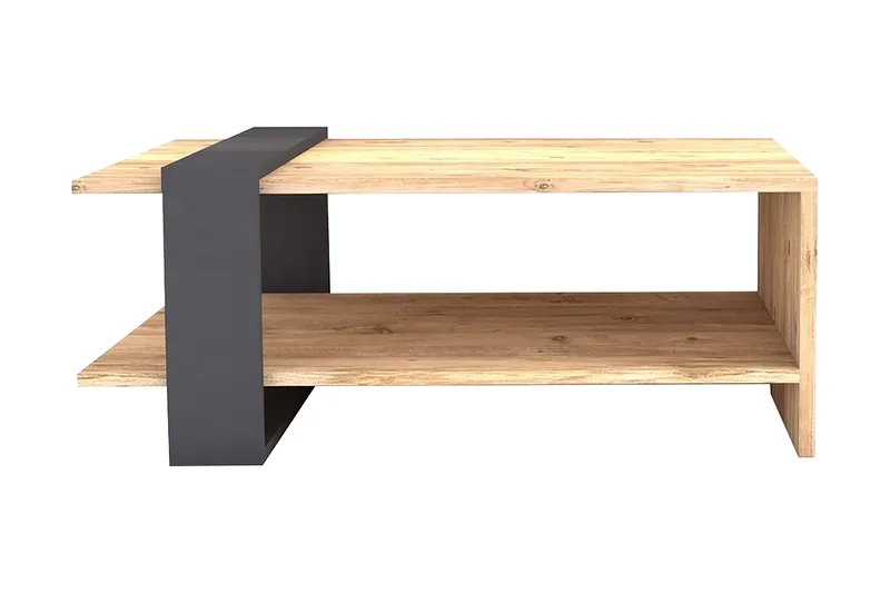 Sohvapöytä Cierpial 80 cm Säilytyksellä Hylly, Pähkinänruskea/Harmaa