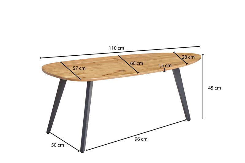 Sohvapöytä Clanton 110 cm - Ruskea/Musta - Huonekalut - Pöytä & ruokailuryhmä - Sohvapöytä