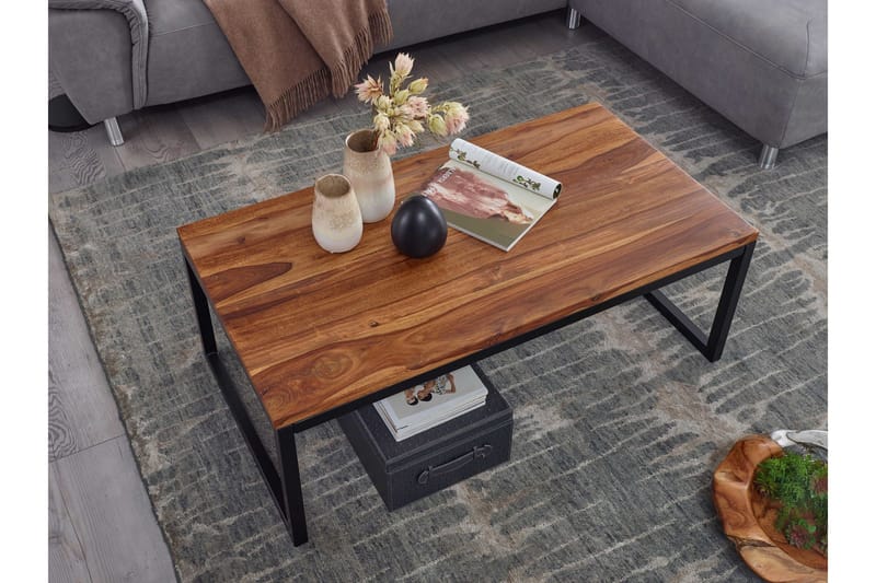 Sohvapöytä Clanton 110 cm - Tiikki/Musta - Huonekalut - Pöytä & ruokailuryhmä - Sohvapöytä