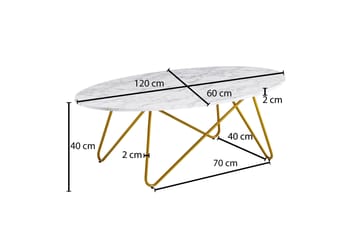 Sohvapöytä Clanton 120 cm Soikea - Valkoinen/Kulta - Huonekalut - Pöytä & ruokailuryhmä - Sohvapöytä