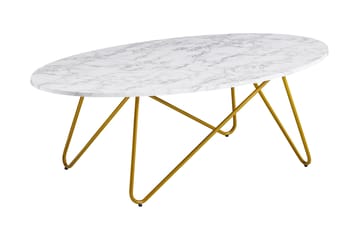 Sohvapöytä Clanton 120 cm Soikea - Valkoinen/Kulta - Huonekalut - Pöytä & ruokailuryhmä - Sohvapöytä
