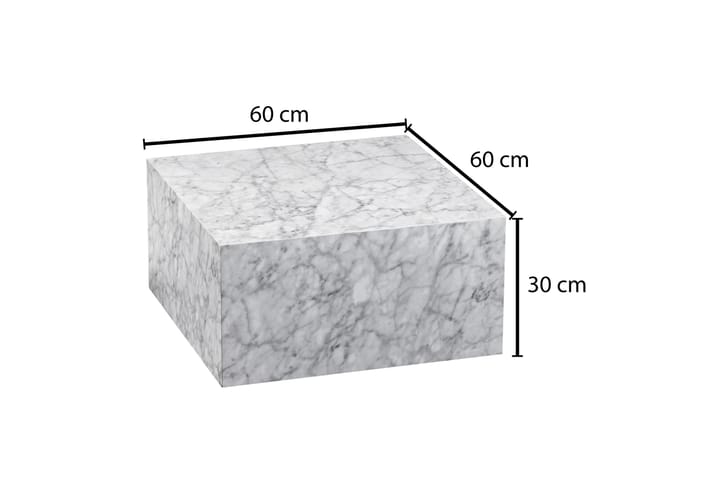 Sohvapöytä Clanton 60 cm Marmorikuvio - Valkoinen/Harmaa - Marmoripöydät - Sohvapöytä