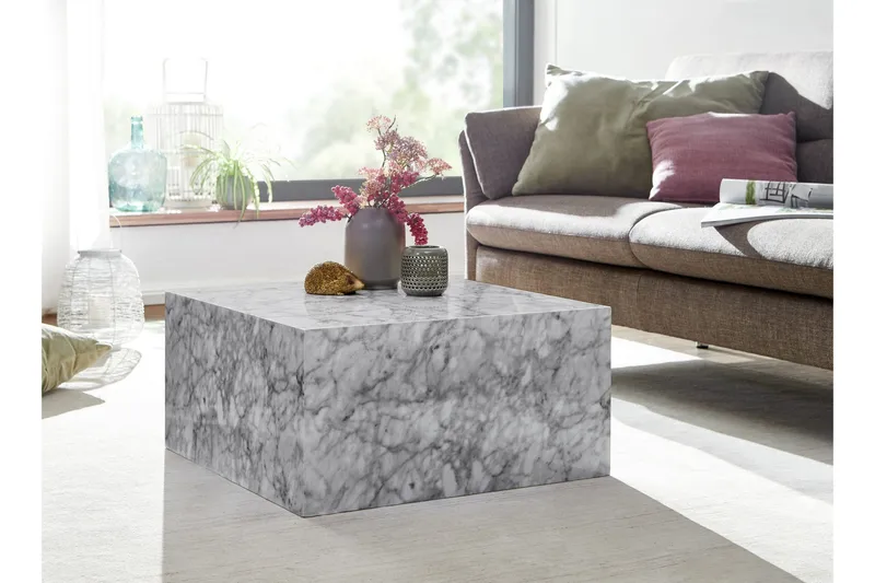 Sohvapöytä Clanton 60 cm Marmorikuvio - Valkoinen/Harmaa - Huonekalut - Pöytä & ruokailuryhmä - Sohvapöytä
