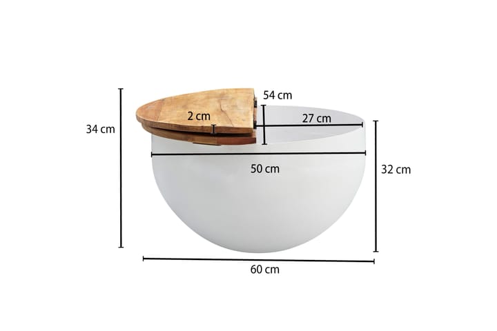 Sohvapöytä Clanton 60 cm Pyöreä - Ruskea/Valkoinen - Sohvapöytä
