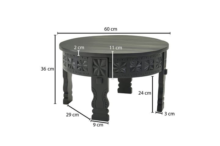 Sohvapöytä Clanton 60 cm Pyöreä - Musta - Sohvapöytä