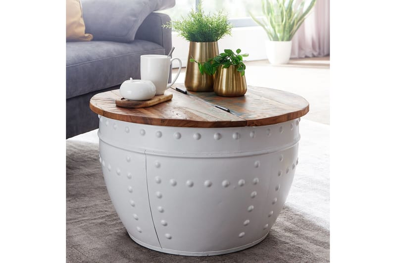 Sohvapöytä Clanton 60 cm Pyöreä - Ruskea/Valkoinen - Huonekalut - Pöytä & ruokailuryhmä - Sohvapöytä