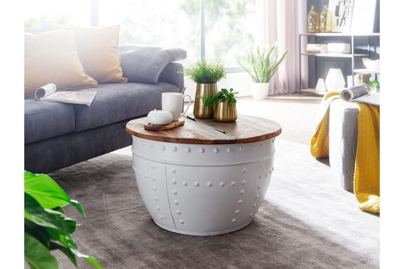 Sohvapöytä Clanton 60 cm Pyöreä - Ruskea/Valkoinen - Huonekalut - Pöytä & ruokailuryhmä - Sohvapöytä