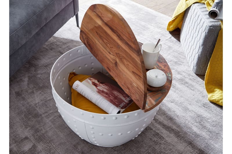 Sohvapöytä Clanton 60 cm Pyöreä - Ruskea/Valkoinen - Huonekalut - Pöytä & ruokailuryhmä - Sohvapöytä