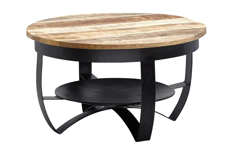 Sohvapöytä Clanton 60x34 cm Säilytyksellä Pyöreä, Ruskea/Musta