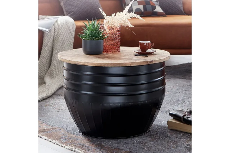 Sohvapöytä Clanton 60x41 cm Pyöreä - Ruskea/Musta - Huonekalut - Pöytä & ruokailuryhmä - Sohvapöytä