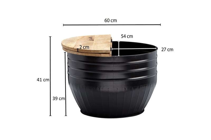 Sohvapöytä Clanton 60x41 cm Pyöreä - Ruskea/Musta - Huonekalut - Pöytä & ruokailuryhmä - Sohvapöytä