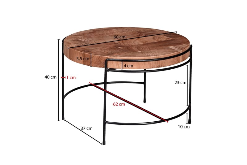 Sohvapöytä Clanton 62x40 cm Pyöreä - Huonekalut - Pöytä & ruokailuryhmä - Sohvapöytä