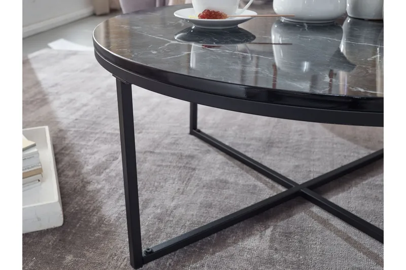 Sohvapöytä Clanton 80 cm Pyöreä - Musta/Harmaa - Huonekalut - Pöytä & ruokailuryhmä - Sohvapöytä