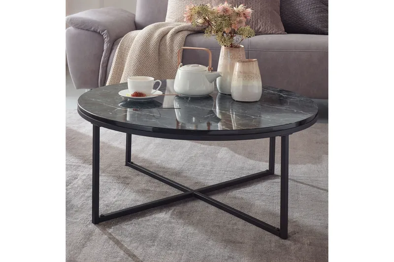 Sohvapöytä Clanton 80 cm Pyöreä - Musta/Harmaa - Huonekalut - Pöytä & ruokailuryhmä - Sohvapöytä