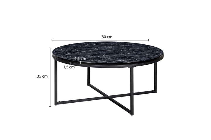 Sohvapöytä Clanton 80 cm Pyöreä - Musta/Harmaa - Marmoripöydät - Sohvapöytä