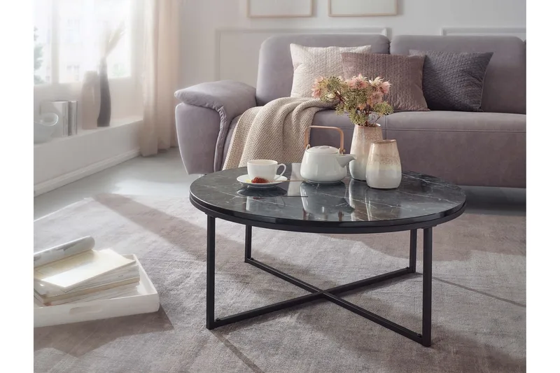 Sohvapöytä Clanton 80 cm Pyöreä - Musta/Harmaa - Huonekalut - Pöytä & ruokailuryhmä - Sohvapöytä