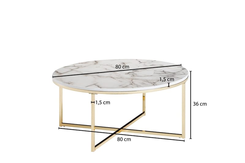 Sohvapöytä Clanton 80 cm Pyöreä - Valkoinen/Harmaa/Kulta - Huonekalut - Pöytä & ruokailuryhmä - Sohvapöytä