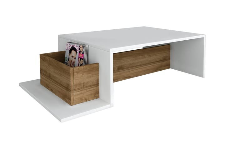 Sohvapöytä Clora 107 cm - Valkoinen/Pähkinänruskea - Sohvapöytä