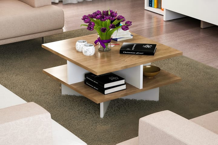 Sohvapöytä Clora 60 cm - Pähkinänruskea/Valkoinen - Sohvapöytä